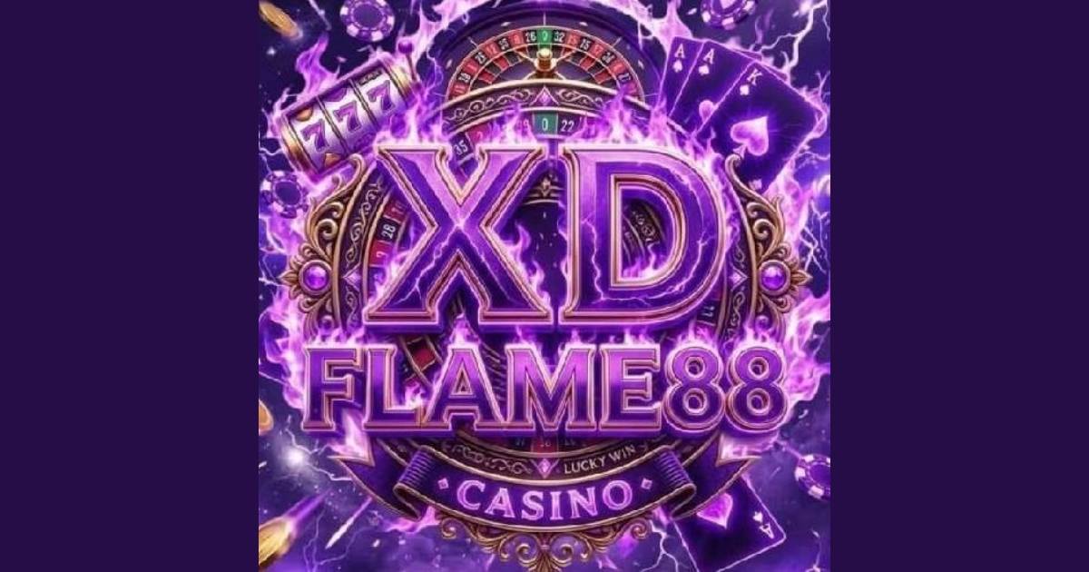 XDFlame88 Casino main banner showing a fiery 88 theme for slots and live games